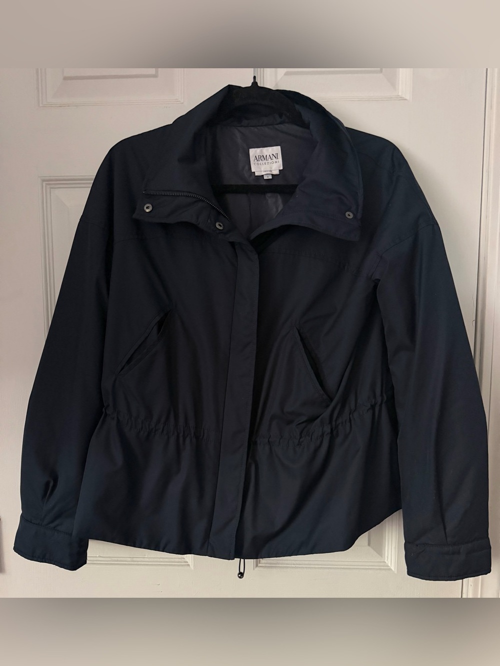 Armani Collezioni Black Lightweight Drawstring Jacket Size 4